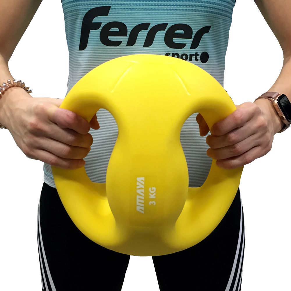 Balón medicinal con asas - 3kg - Amaya Sport - color amarillo