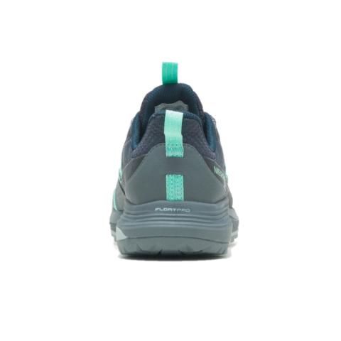 Merrell Siren 4 GTX parte trasera, con talón reforzado y tirador de calce rápido.