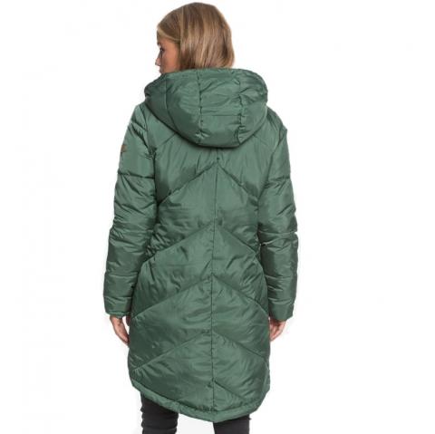 chaqueta verde acolchada mujer